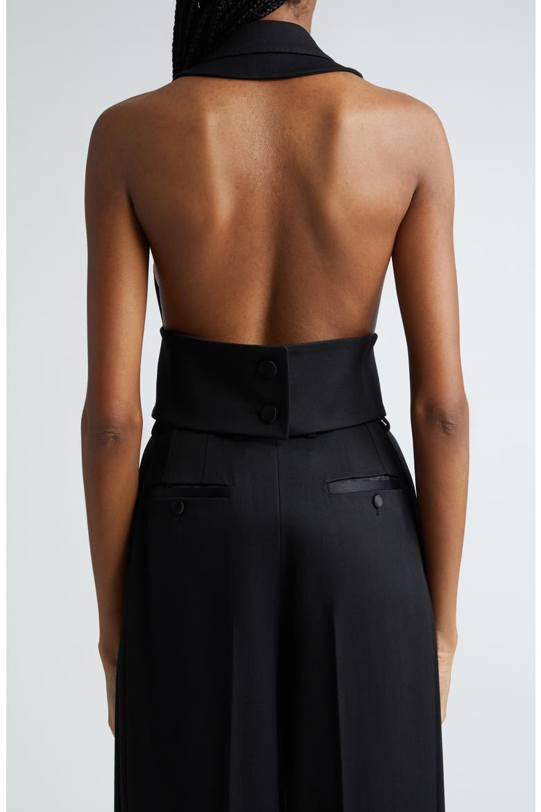 Double Breasted Wool Blend Gabardine Waistcoat, Alternate, color, N0000 NERO