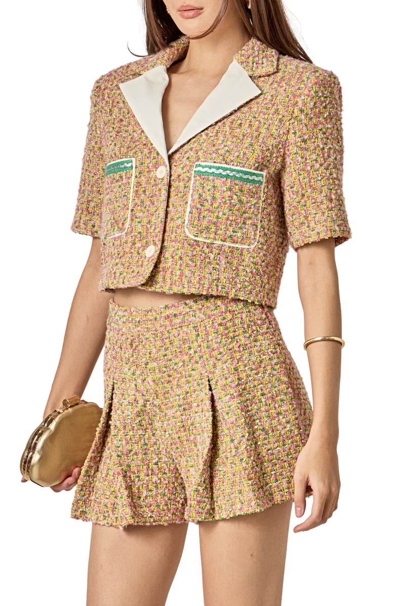 English Factory Crop Tweed Jacket, Alternate, color, Multi