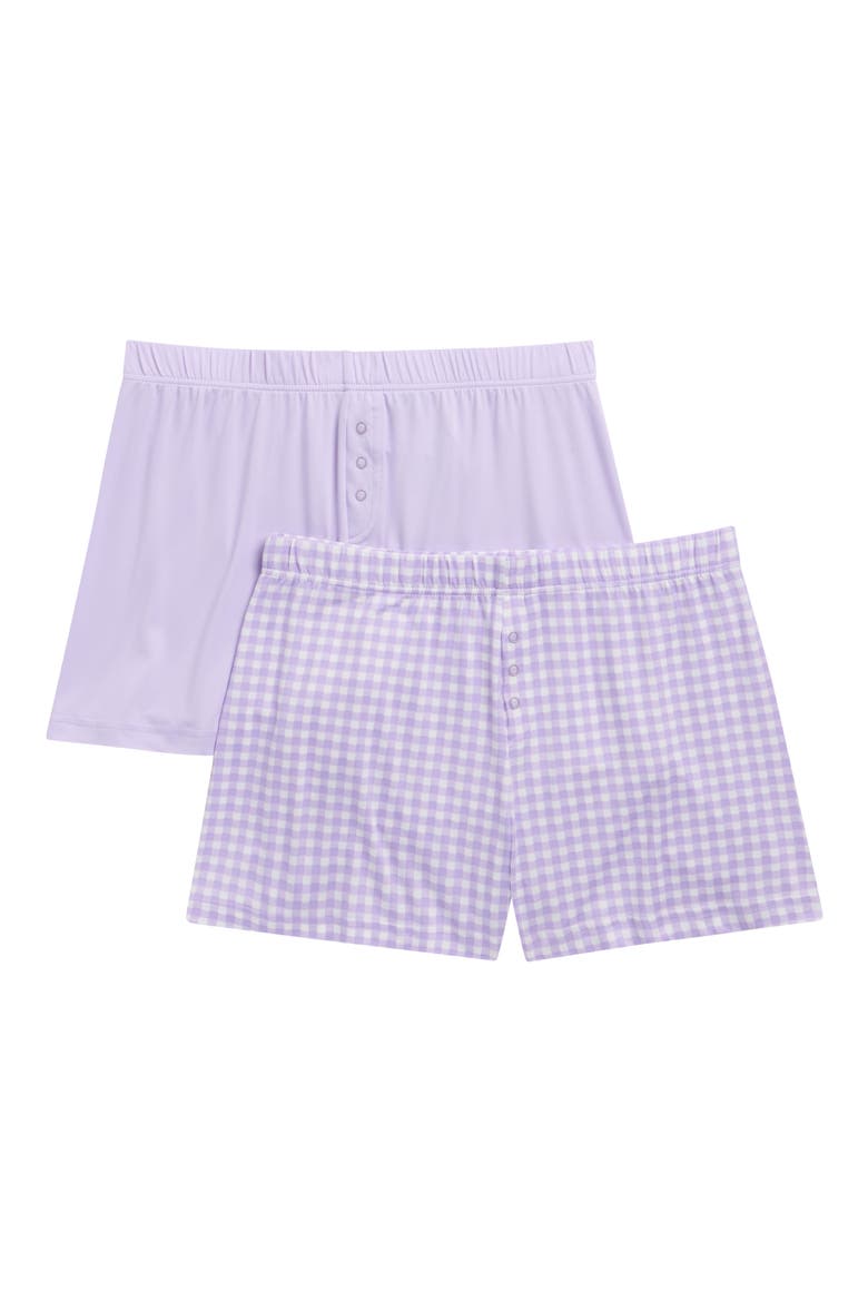 2-Pack Gingham Lounge Shorts, Main, color, LILAC DREAM