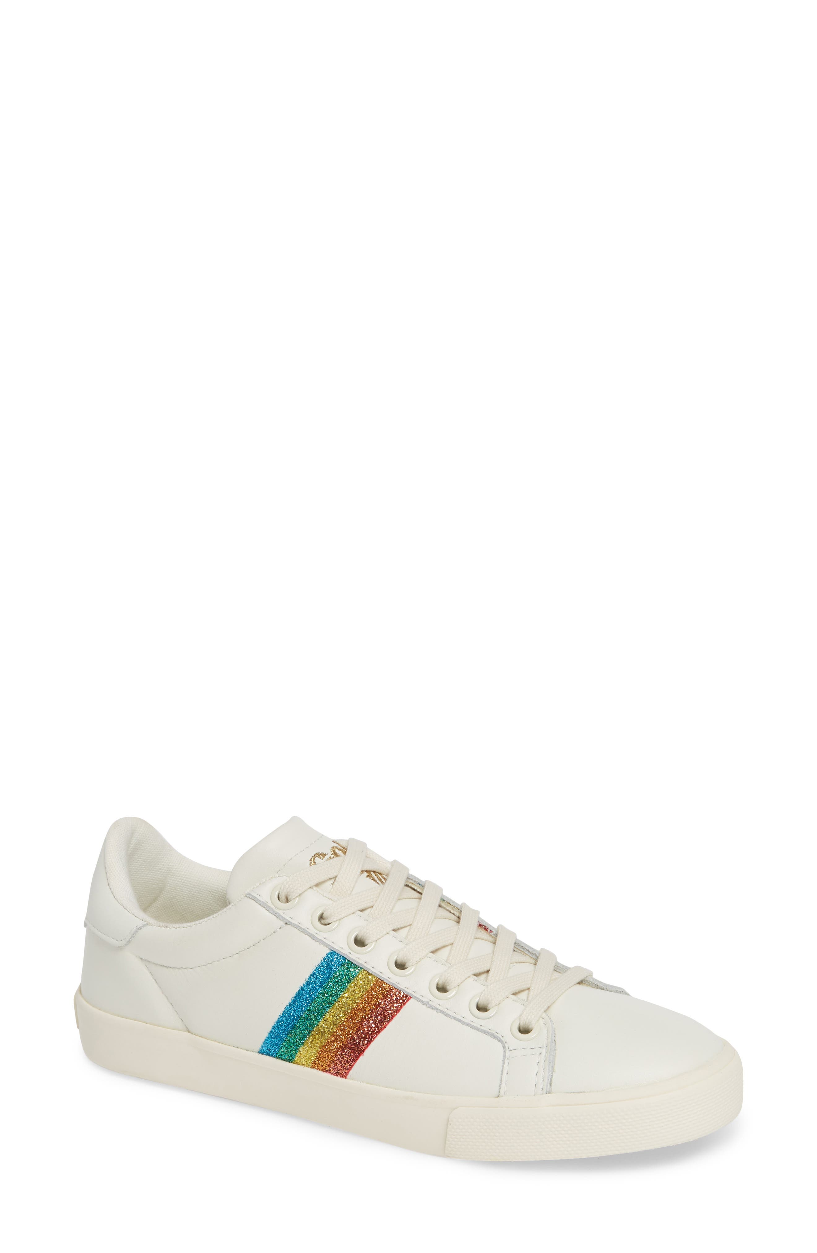 Orchid Rainbow Glitter Sneaker, Main, color, OFF WHITE/ MULTI LEATHER