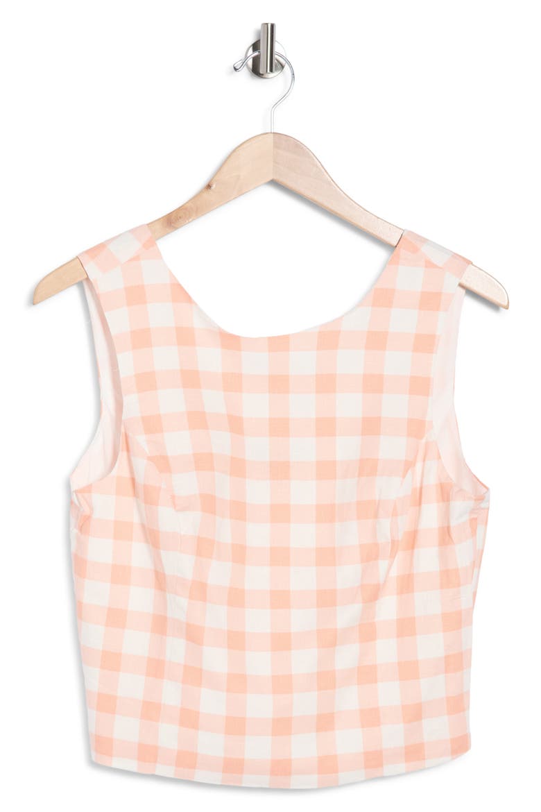 Gingham Check Sleeveless Top, Alternate, color, PEACH/ WHITE