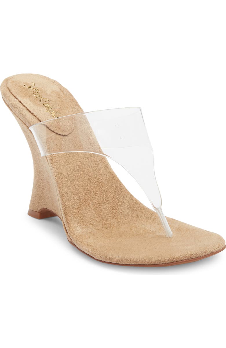 Jeffrey Campbell Persistent Wedge Slide Sandal, Main, color, Beige Suede Clear