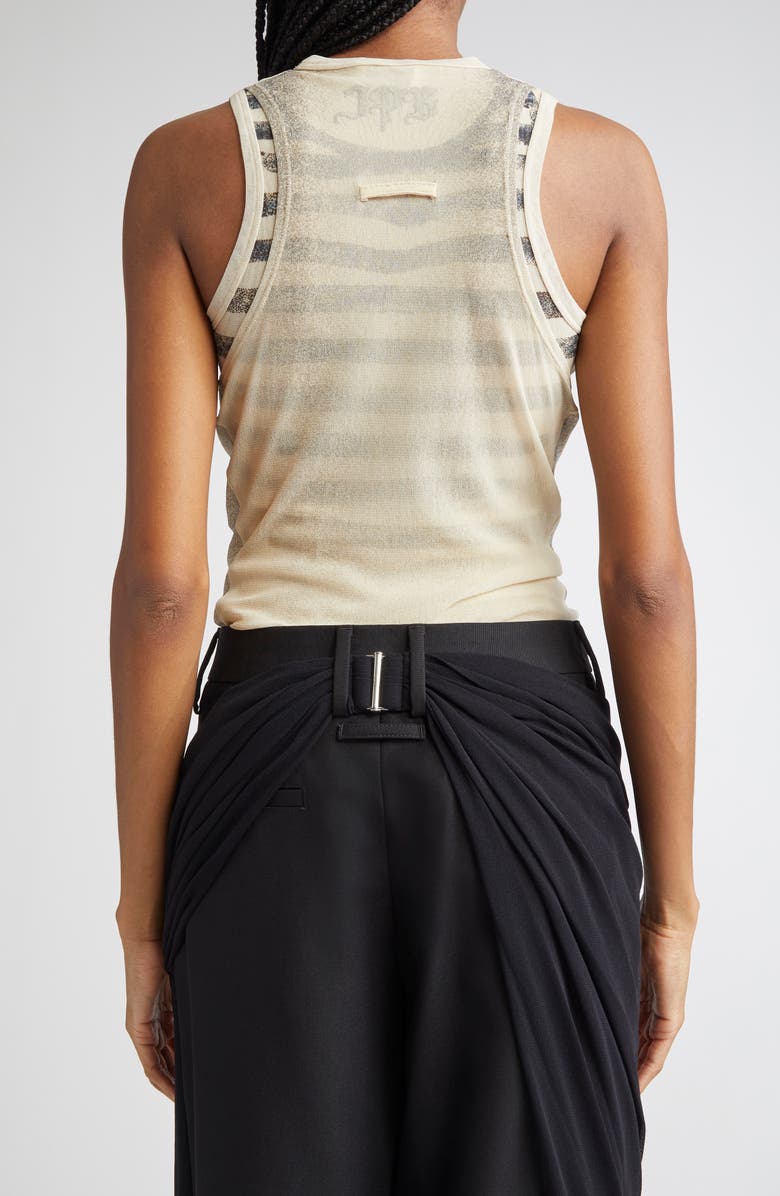 Jean Paul Gaultier Tattoo Print Double Layer Mesh Tank, Alternate, color, 