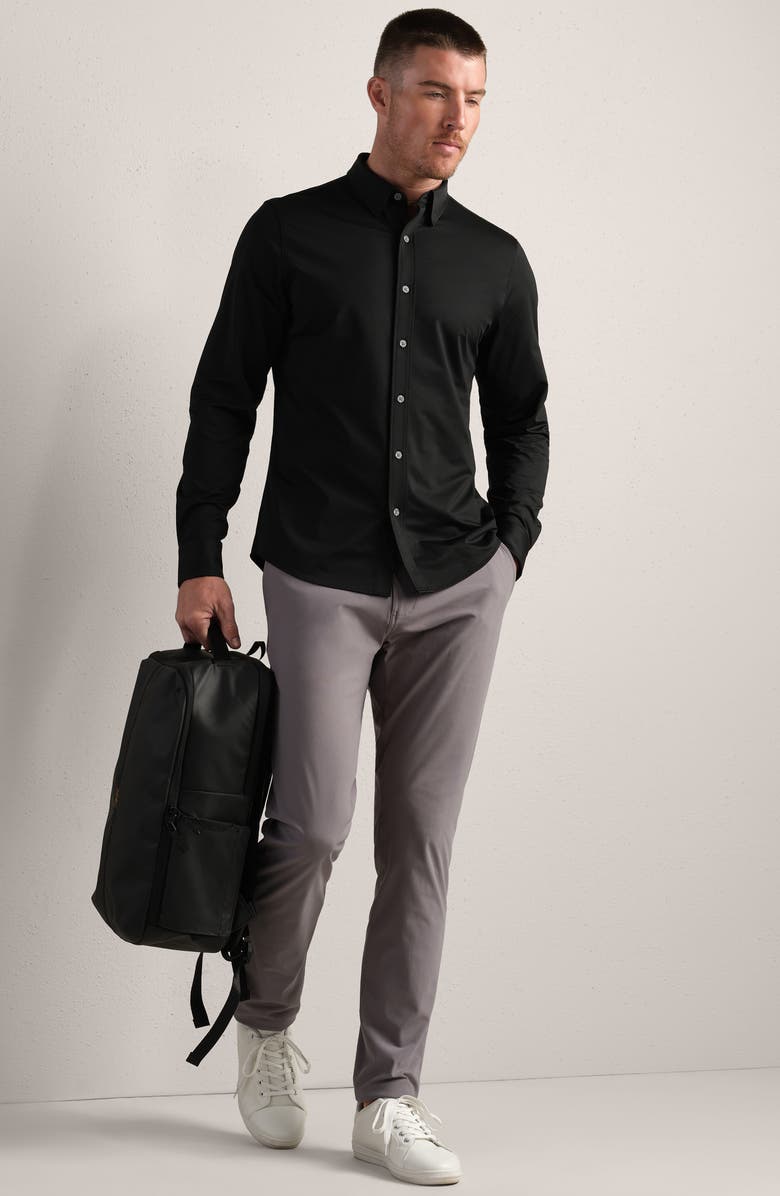 Rhone Commuter Slim Fit Button-Up Shirt, Alternate, color, Black Oxford