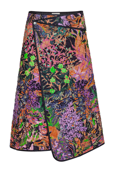 Rose A-Line Quilted Midi Wrap Skirt