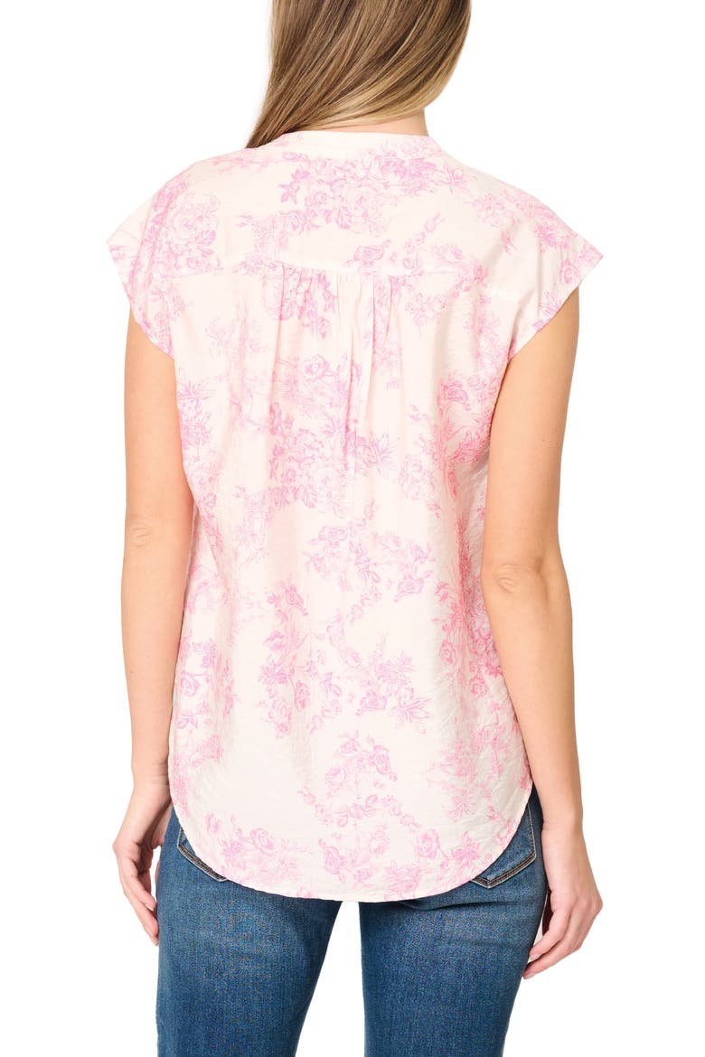 Split Neck Cap Sleeve High-Low Top, Alternate, color, ROMANTIC TOILE