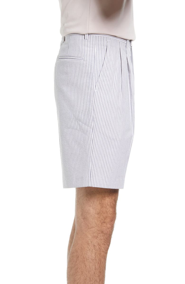 Berle Pleated Seersucker Shorts, Alternate, color, Grey