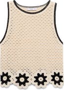 MANGO Floral Scallop Crochet Tank