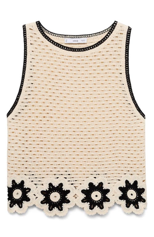 Mango Floral Scallop Crochet Tank In White