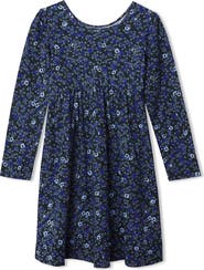 Lands' End Girls Long Sleeve Gathered Waist Jersey Dress