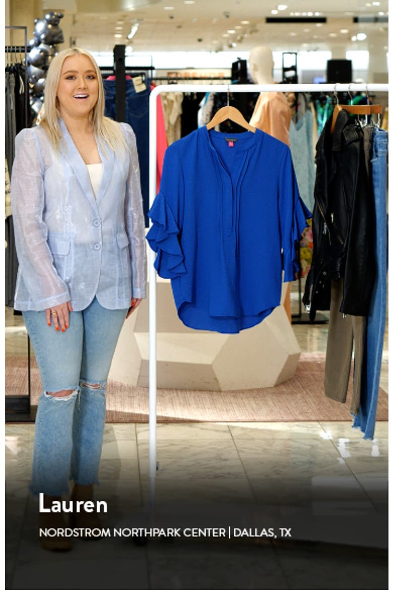 Ruffle Sleeve Split Neck Blouse video