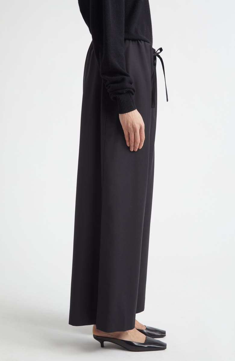 TOTEME Wide Leg Wool Drawstring Dinner Trousers, Alternate, color, Black