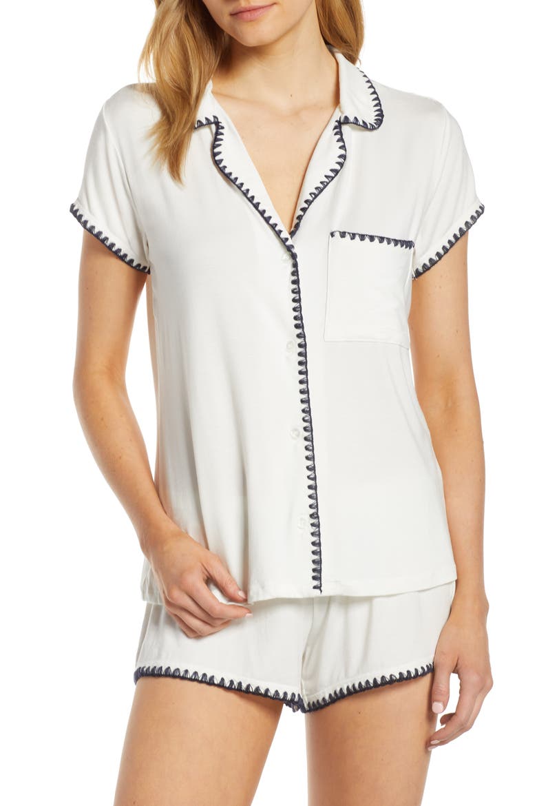 Frida Short Pajamas, Main, color, IVORY/NAVY