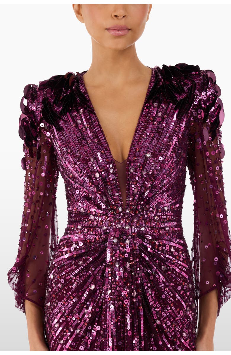 Jenny Packham Xenia Sequin-Embellished Maxi Dress, Alternate, color, Purple Muscadine
