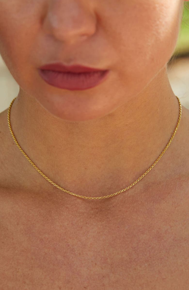SAVVY CIE JEWELS Italian Yellow Gold Vermeil 16" Rope Chain Necklace, Alternate, color, Yellow