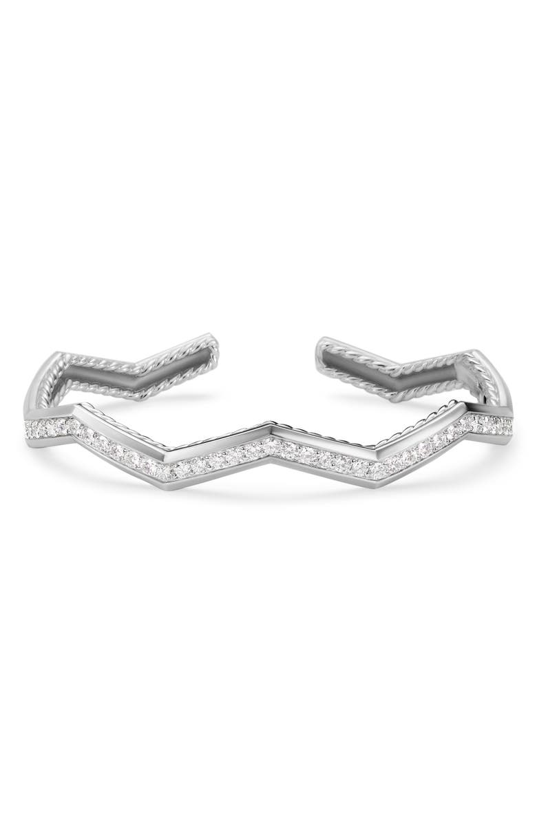 David Yurman Stax Zig Zag Cuff Bracelet in Sterling Silver with Diamonds, 5mm, Alternate, color, Sterling Silver
