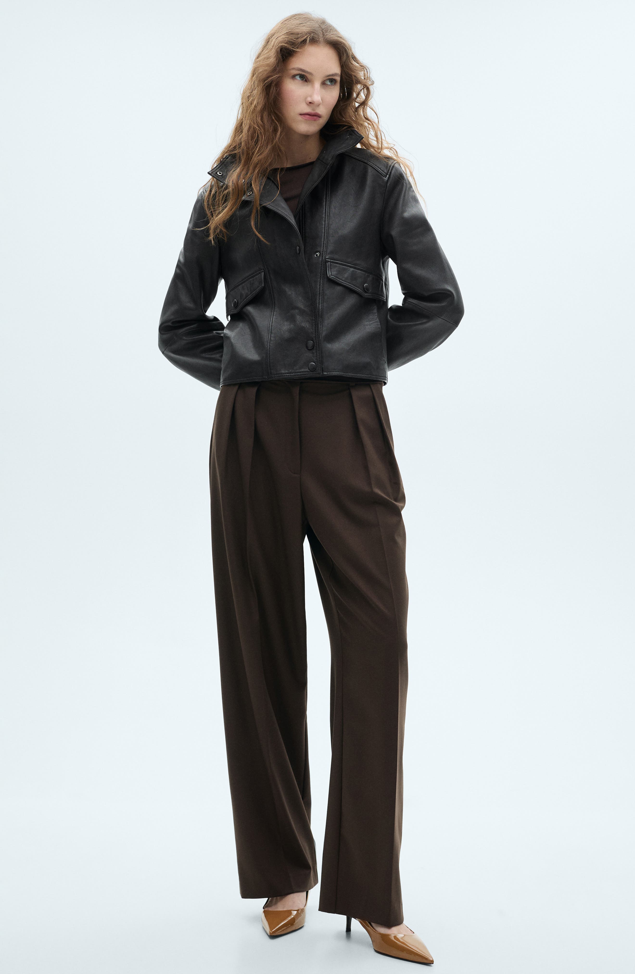 MANGO Pointed Toe Kitten Heel Pump, Alternate, color, 