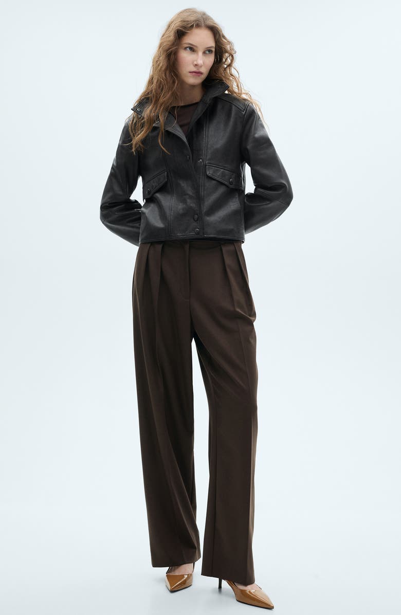 MANGO Pointed Toe Kitten Heel Pump, Alternate, color, Medium Brown