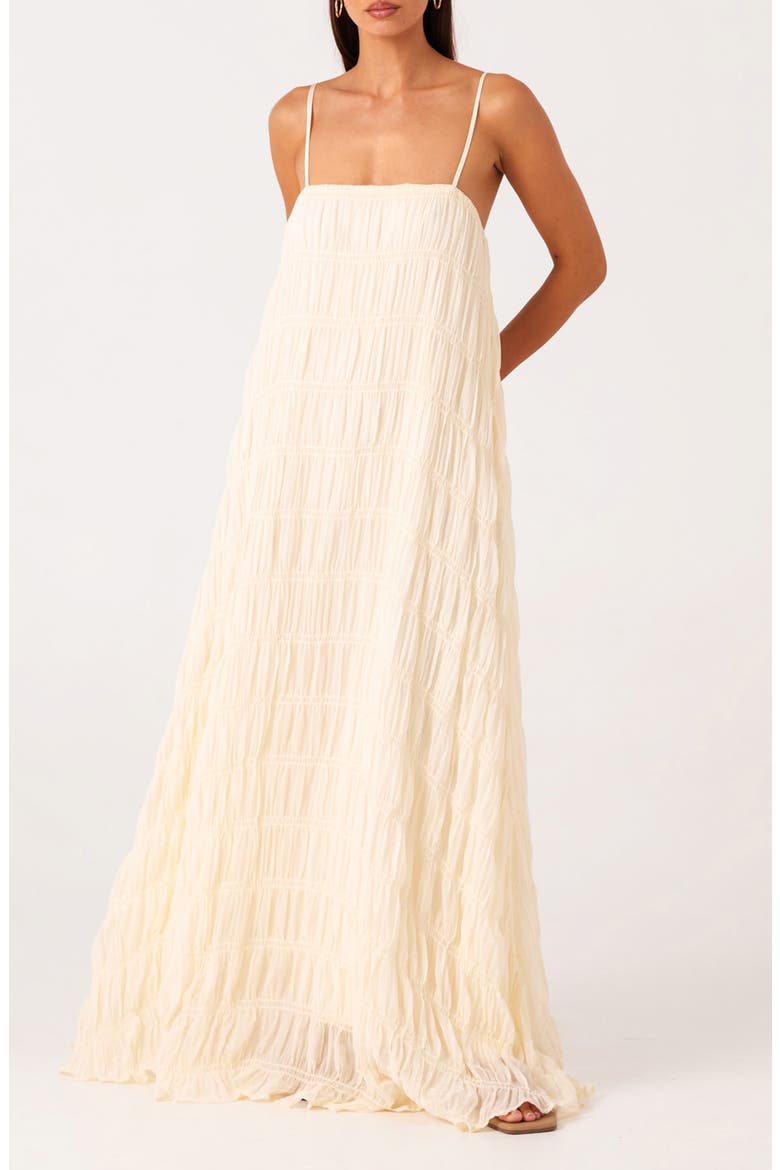 white smock maxi dress White Smocked Maxi Dress
