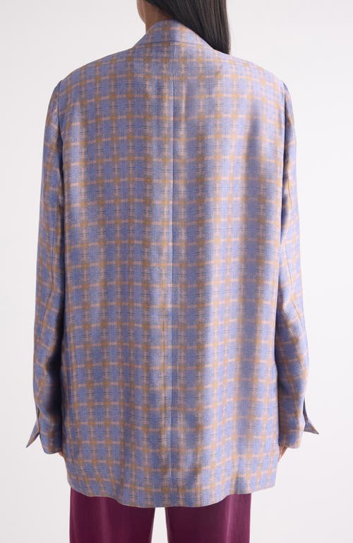 Dries Van Noten Blink Spray Check Oversize Blazer In Purple