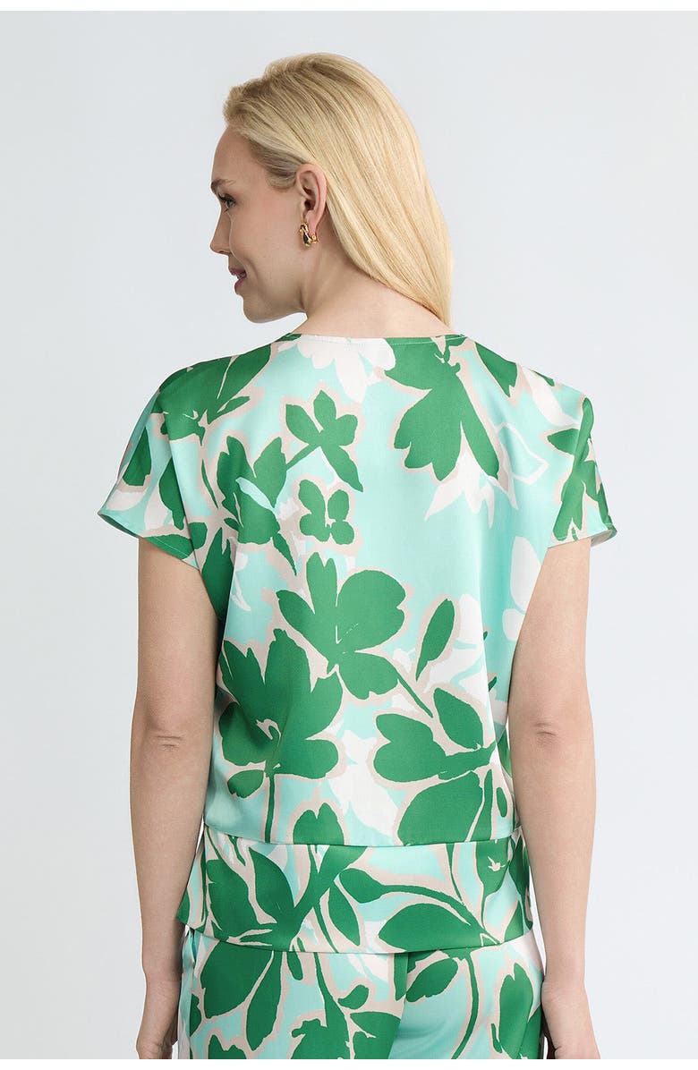 Ming Wang Floral Printed Crepe de Chine Top, Alternate, color, Kelly Green/Euca/Lime/Ivory