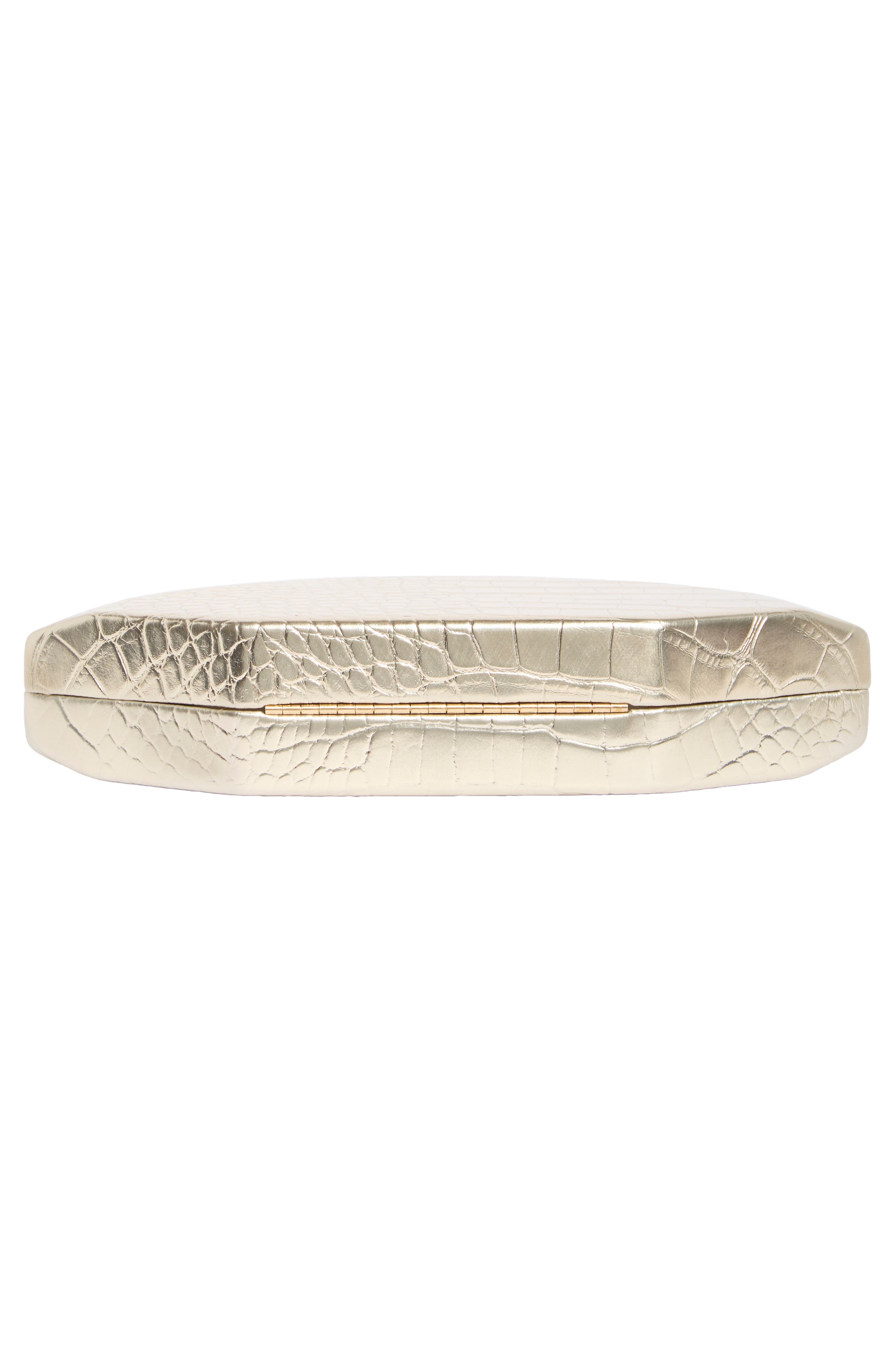 Agatha Croc Embossed Faux Leather Frame Clutch, Alternate, color, GOLD CROCO