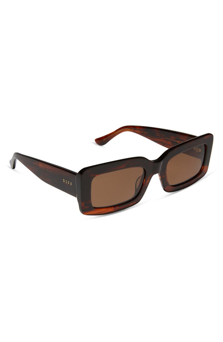 DIFF Indy 51mm Polarized Rectangular Sunglasses, Alternate, color, Brown