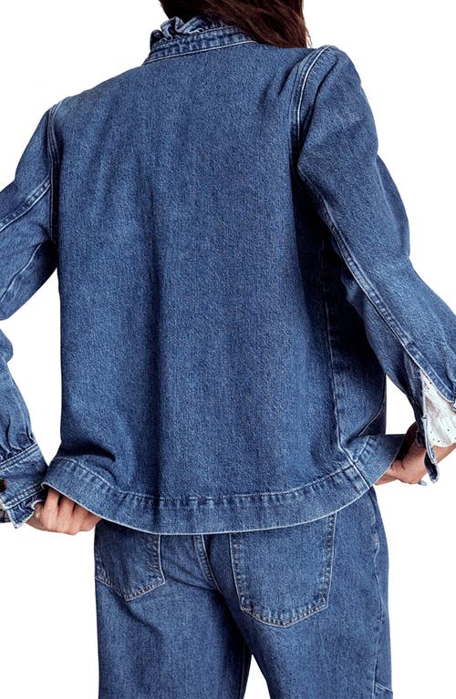 Boden Frill Detail Denim Jacket In Blue