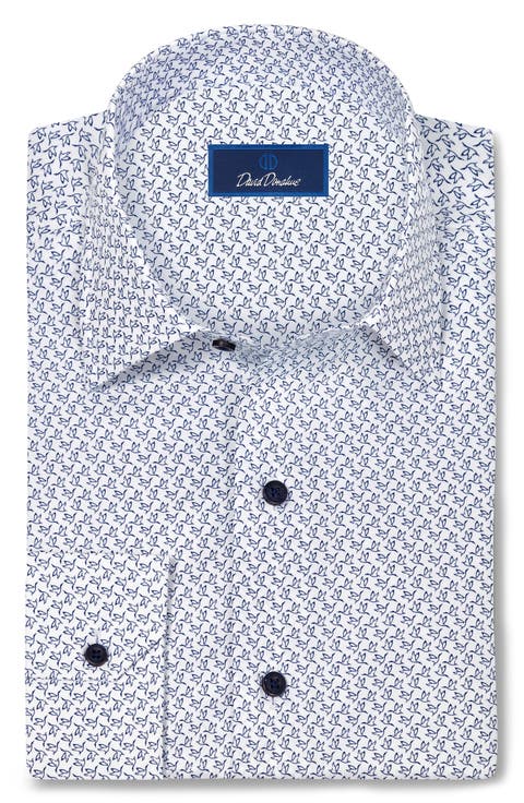 Bird Print Cotton Sport Shirt