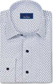 David Donahue Bird Print Cotton Sport Shirt