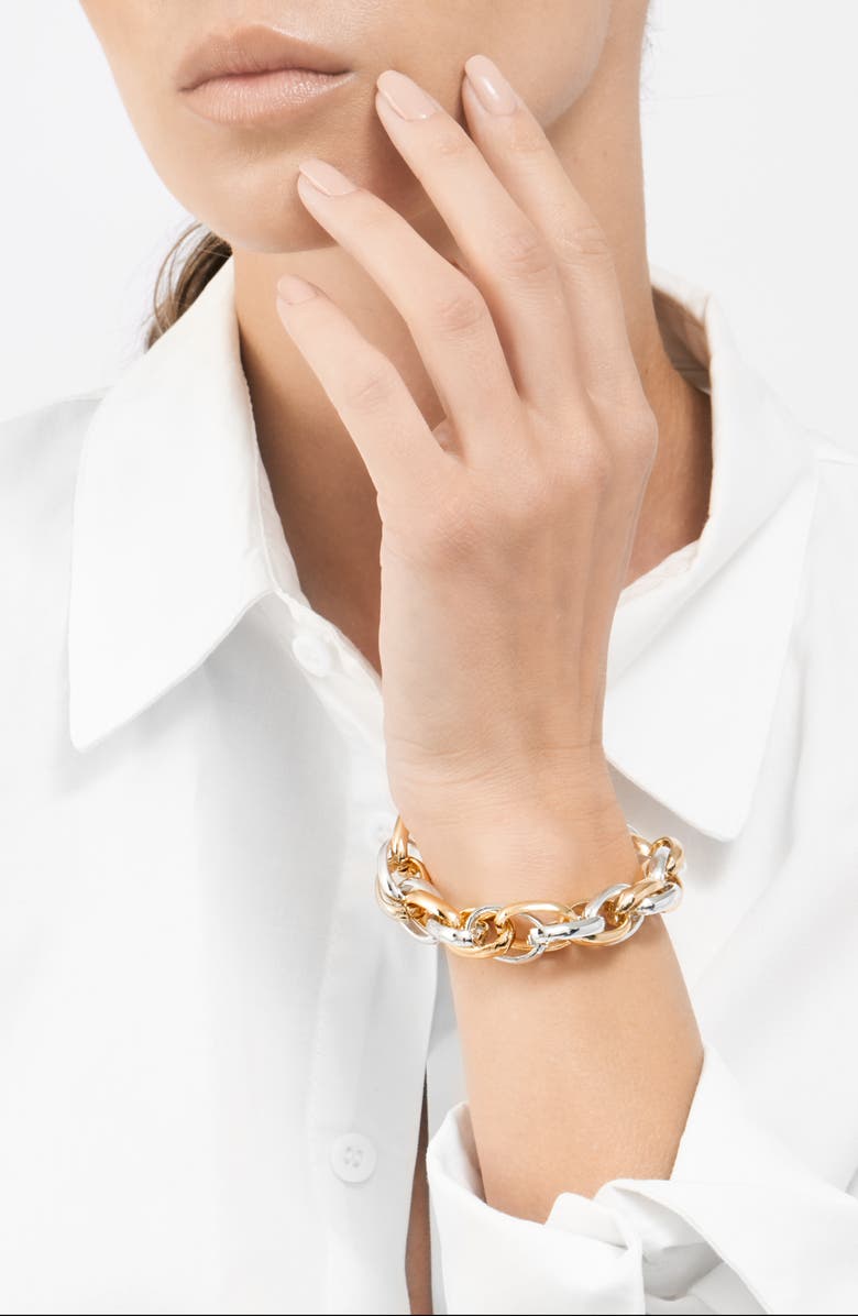 Adornia Two-Tone Woven Chain Bracelet, Alternate, color, Gold