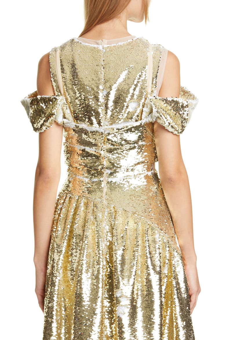 Beaded Sequin Woven Bustier Top, Alternate, color, GOLD