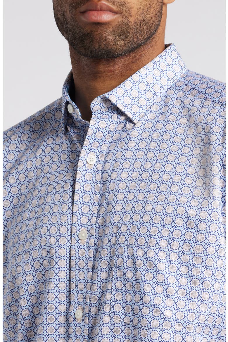 Tile Print Button-Up Shirt, Alternate, color, LIGHT BLUE