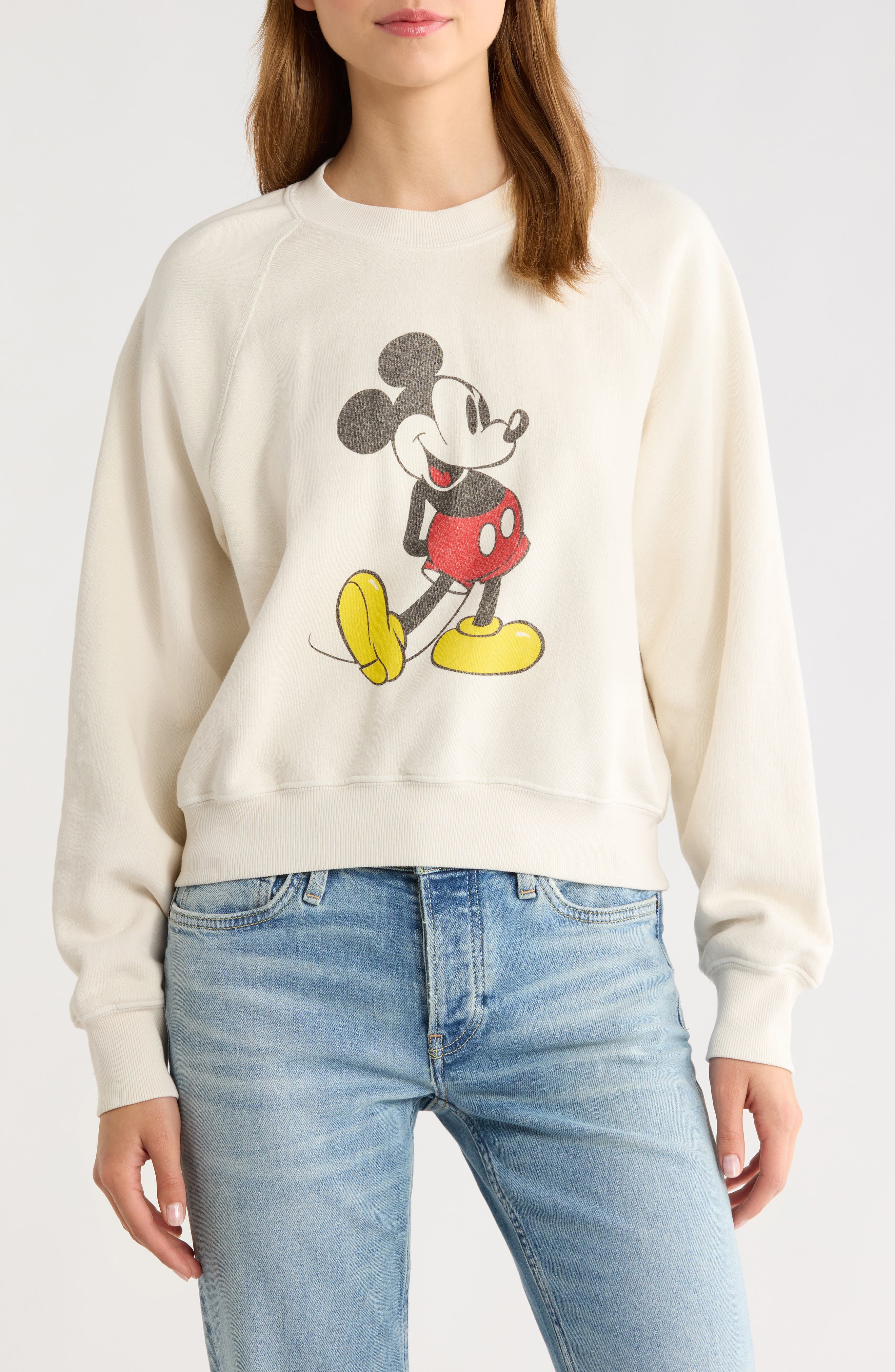 Re/Done x Mickey Mouse Cotton Graphic Sweatshirt (Women) | Nordstrom
