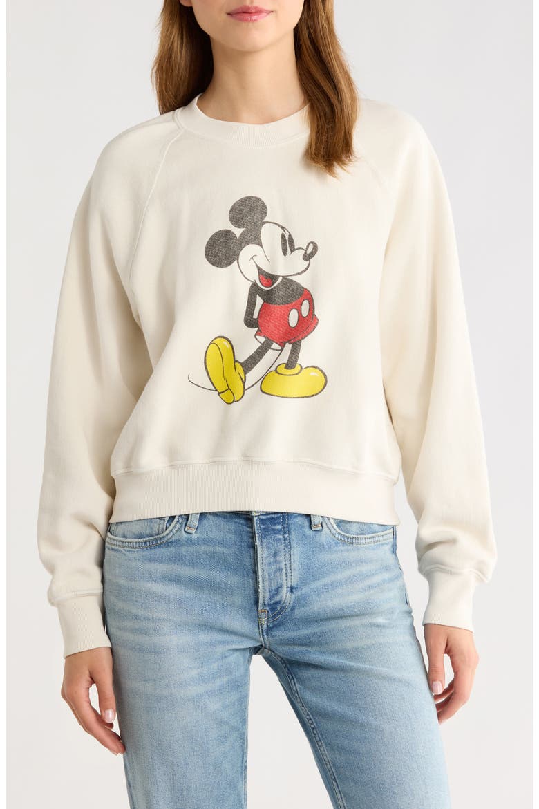 x Mickey Mouse Cotton Graphic Sweatshirt, Main, color, VINTAGE WHITE