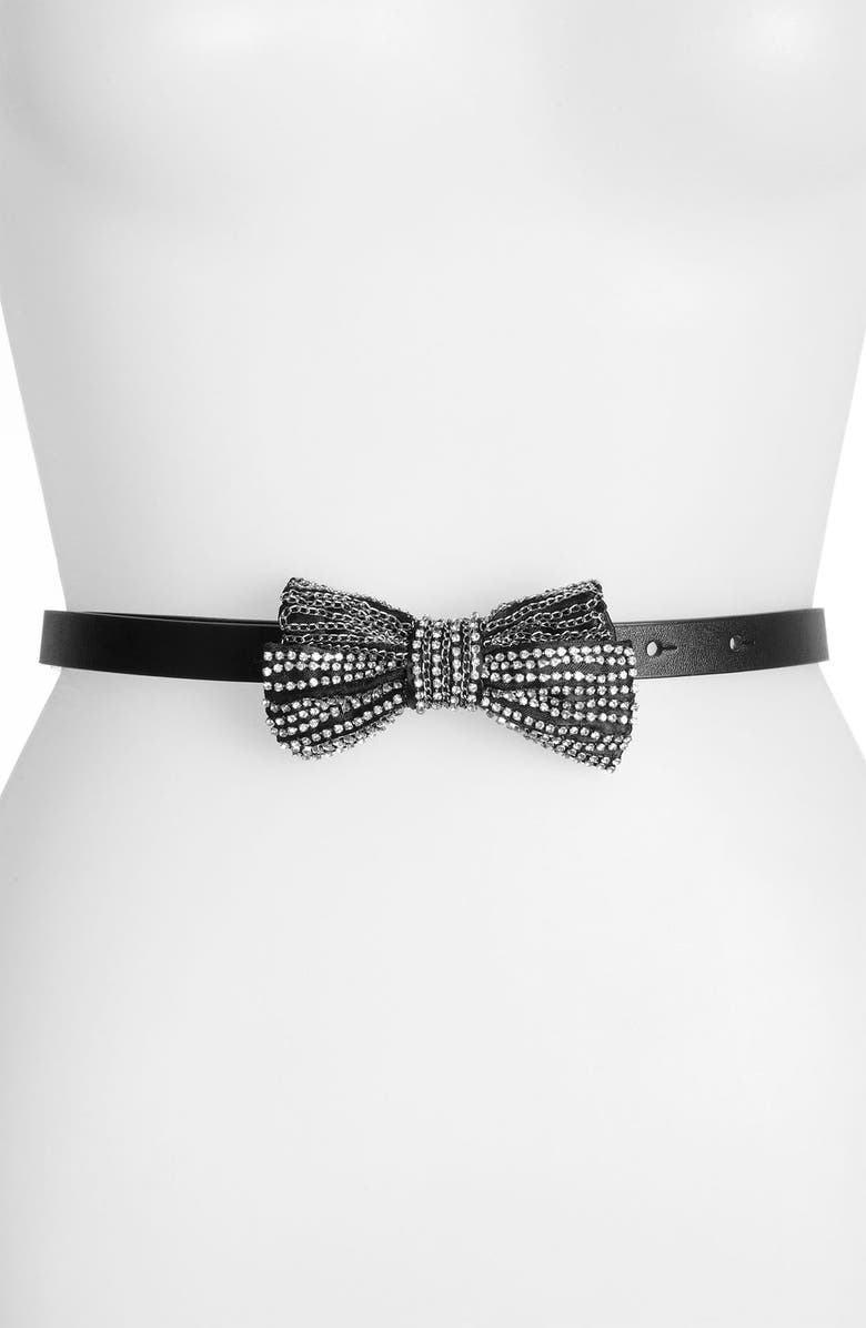 Tarnish 'Skinny Sparkle' Bow Belt, Main, color, 