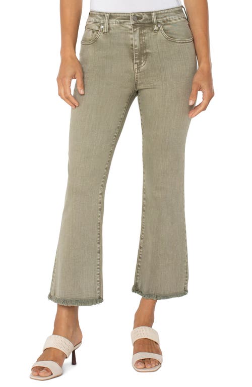 Liverpool Los Angeles Hannah Frayed Crop Flare Jeans In Green