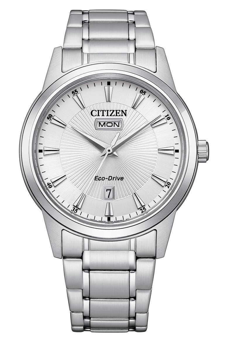 Eco-Drive Bracelet Watch, 40mm, Main, color, SILVER-TONE