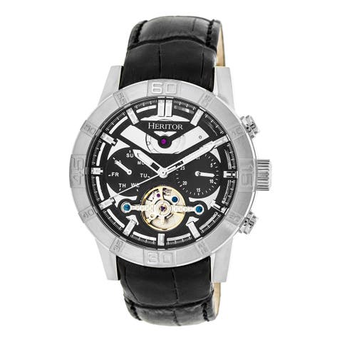 Hannibal Semi-Skeleton Leather-Band Watch