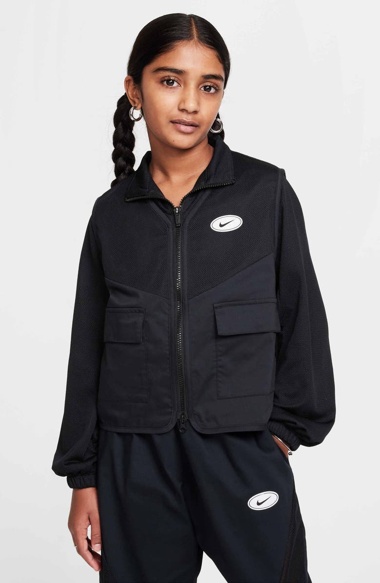 Nike Kids' Sportswear Dri-FIT Performance Zip-Up Jacket, Main, color, 010 Black/White