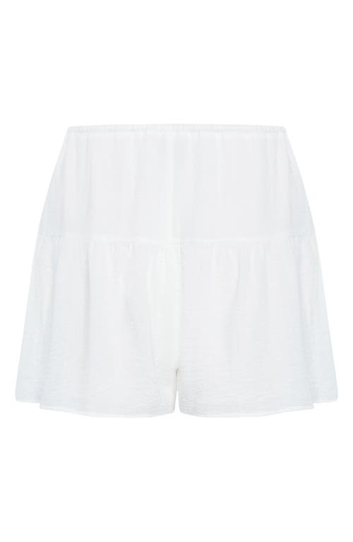 City Chic Sara Drawstring Shorts In White