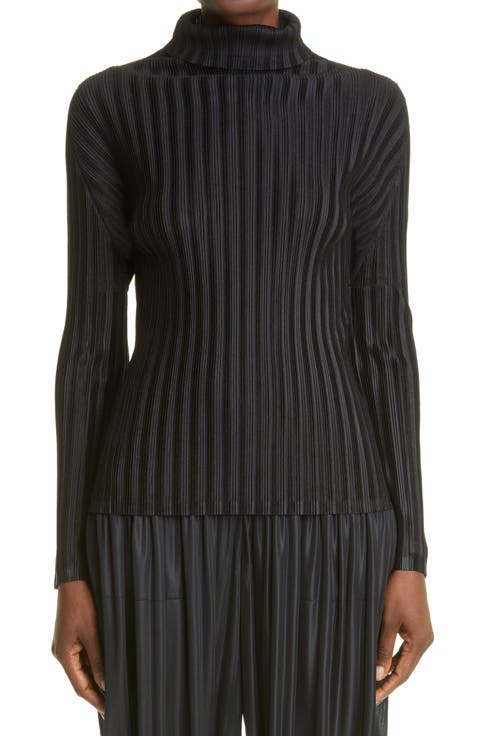 PLEATS PLEASE ISSEY MIYAKE - 12/31迄 プリーツプリーズ PLEATS PLEASE 完売ニット ブラック Issey Miyake Pleats Please black pleated jumper with square