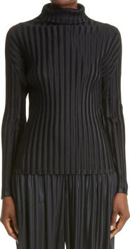 Pleats Please Issey Miyake Pleated Long Sleeve Turtleneck