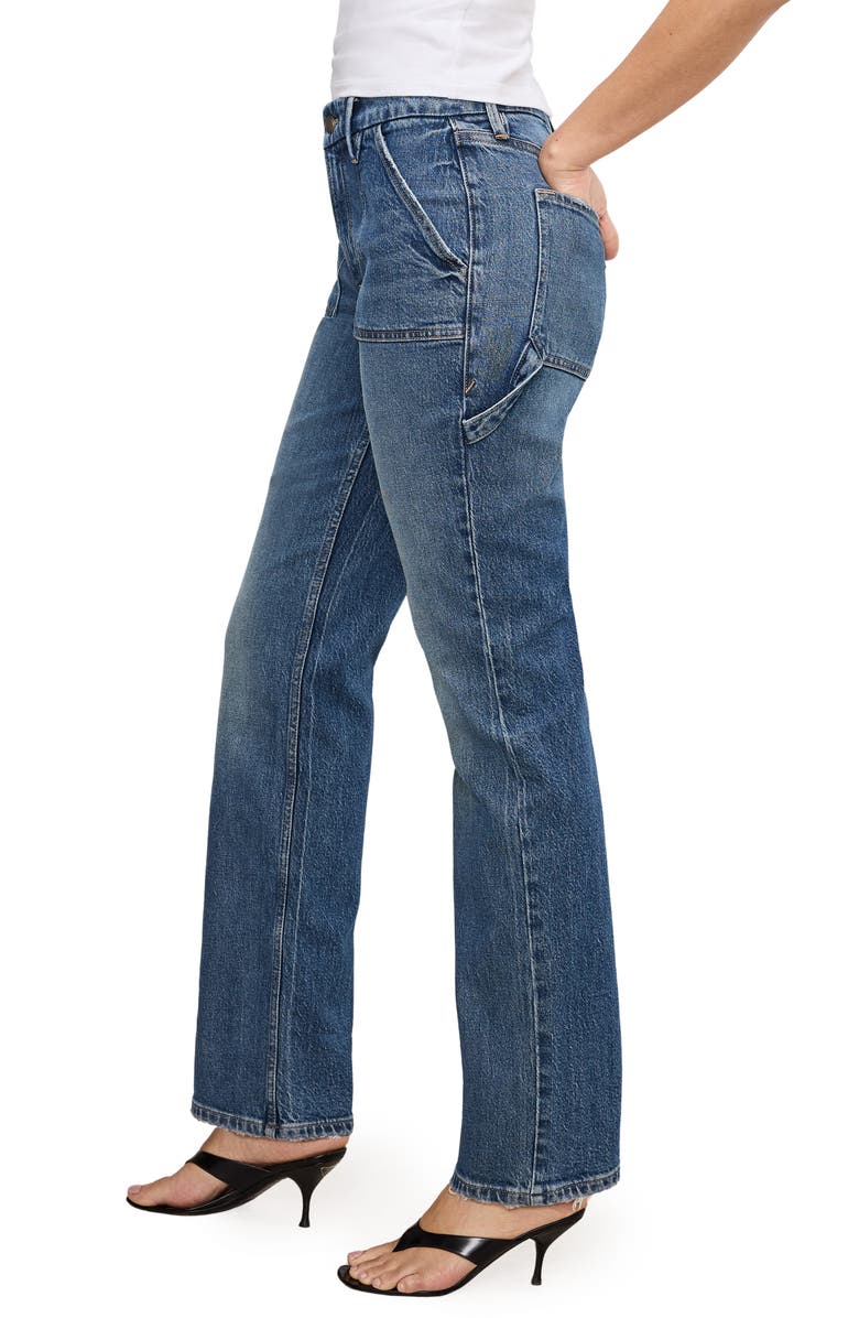 Good American Good Icon High Waist Straight Leg Carpenter Jeans, Alternate, color, 