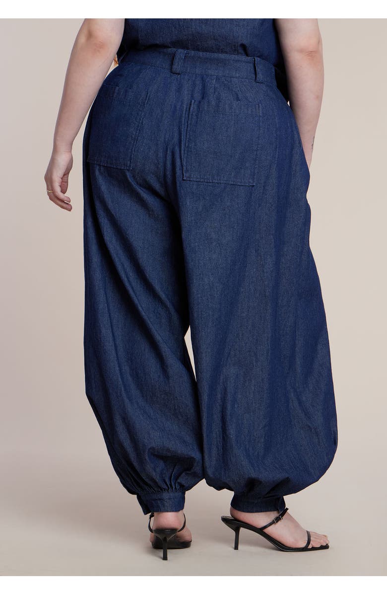 ELOQUII High Rise Chambray Trouser, Alternate, color, Dark Wash