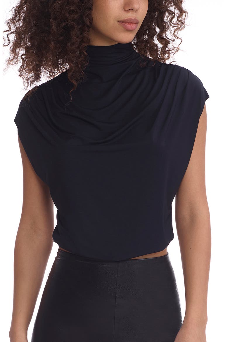 Butter Draped Funnel Neck Crop Top, Main, color, BLACK