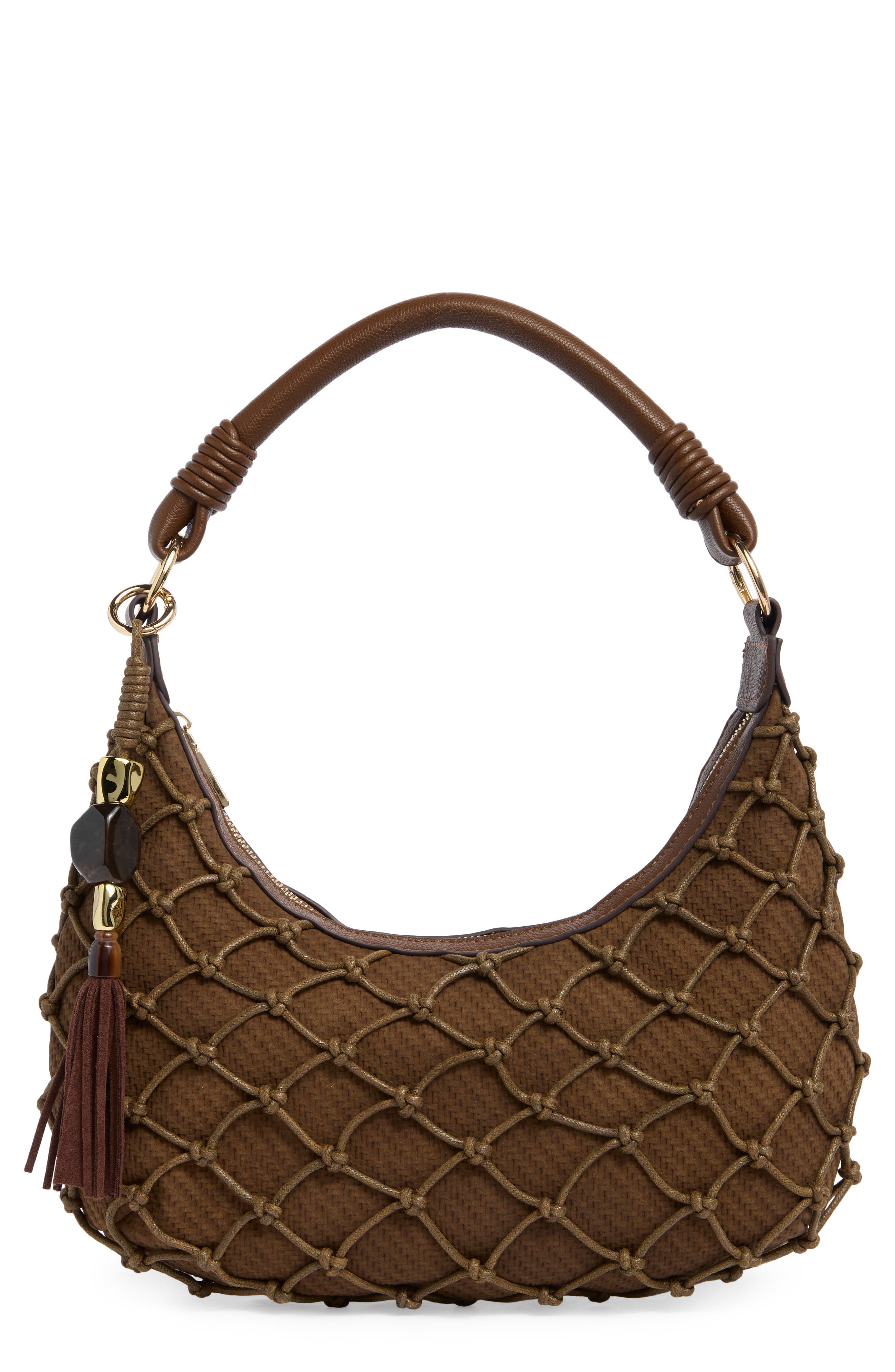 Positano Straw & Faux Leather Shoulder Bag
