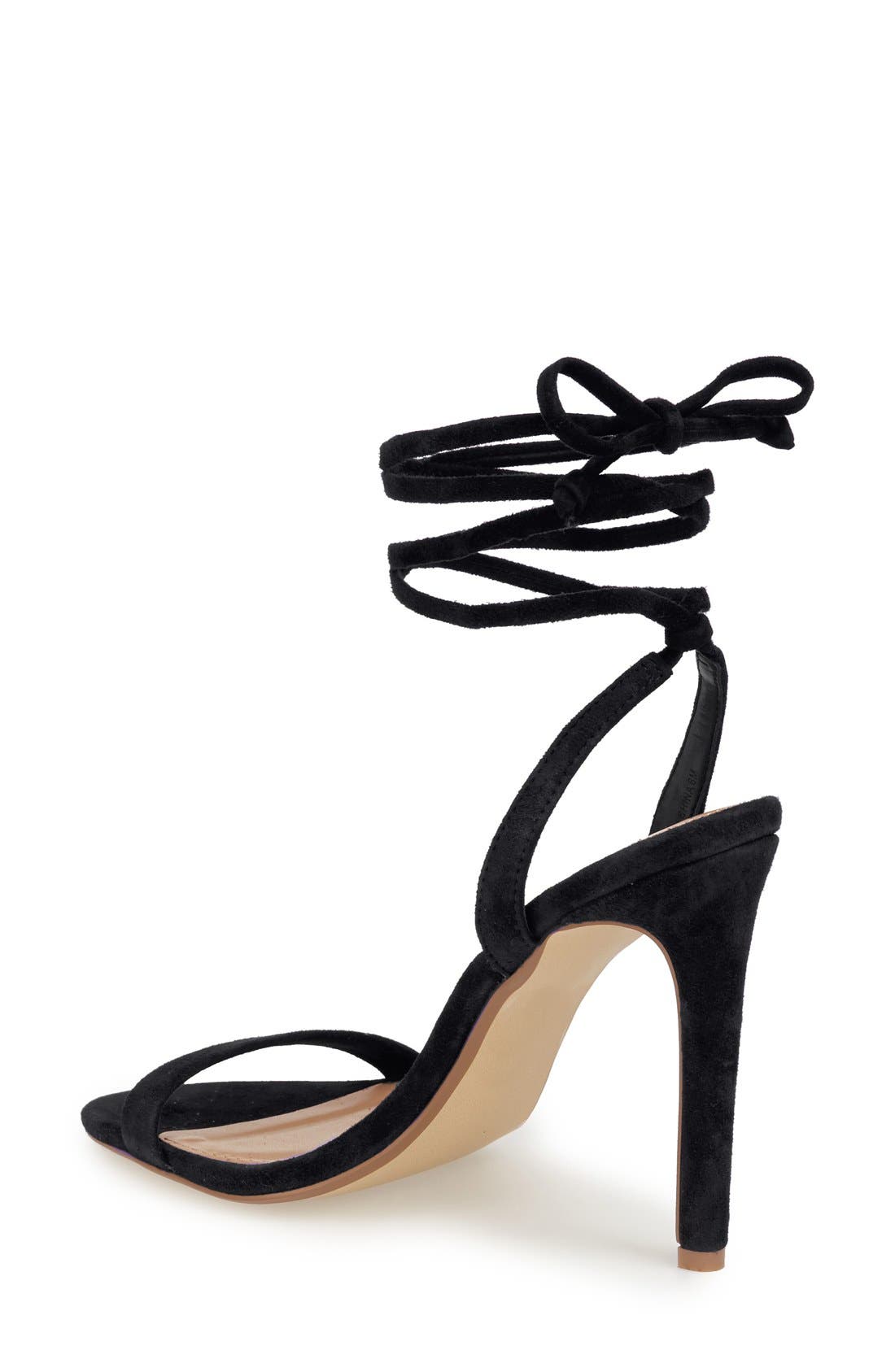 'Pattrice' Ankle Wrap Sandal, Alternate, color, BLACK SUEDE