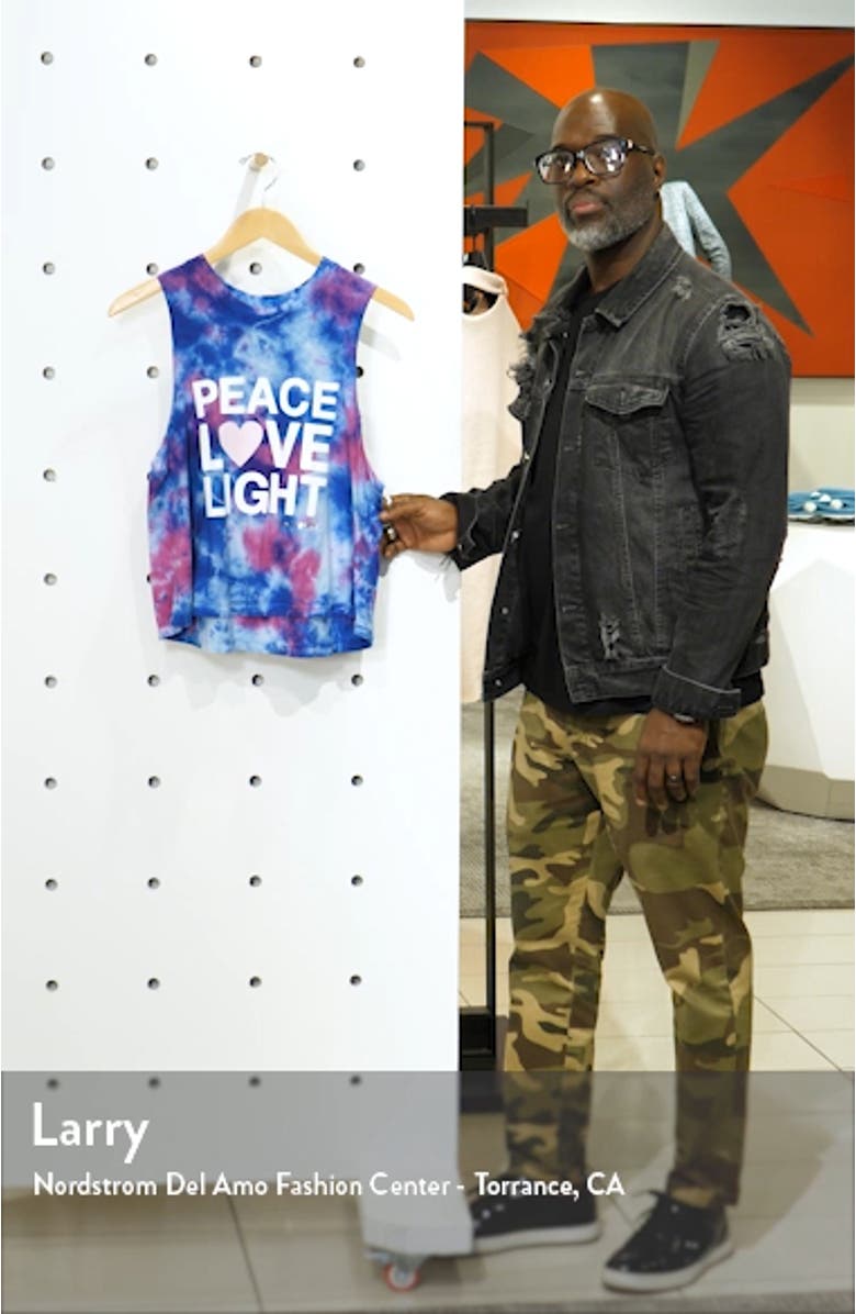 Peace Love Light Tie Dye Cotton Crop Tank Top, sales video thumbnail