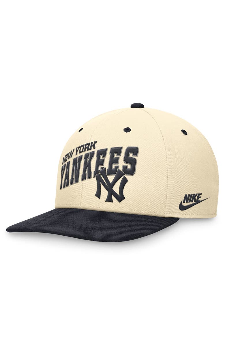 Nike Men's Nike Cream/Navy New York Yankees Rewind Cooperstown Collection Performance Snapback Hat, Main, color,
